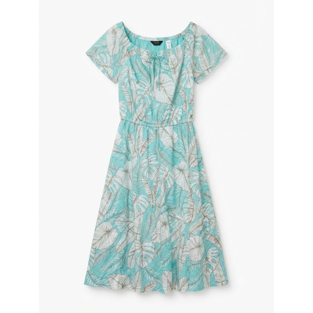 Talbots 6 Cotton Midi Dress Summer Spring Floral Boho Classic Blue Womens